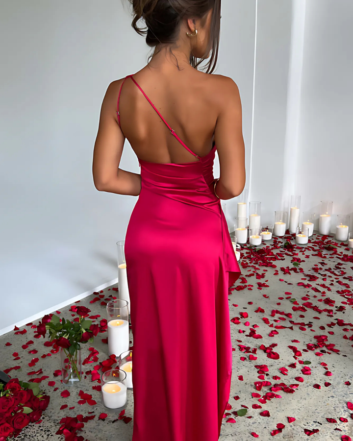 Women's Chic Maxi Dress With One Shoulder And Slit