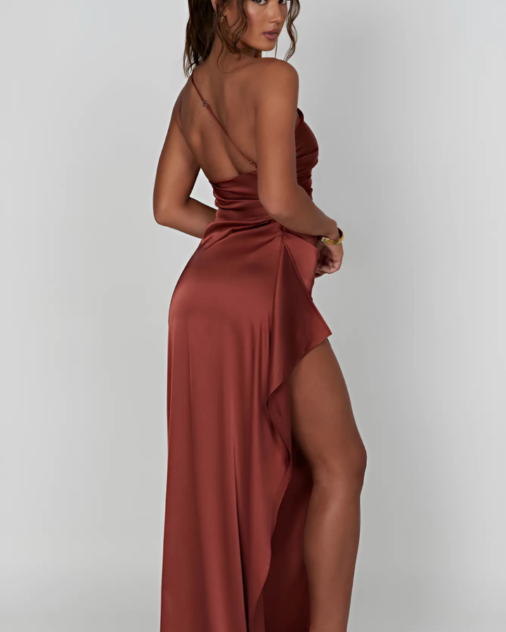Women's Chic Maxi Dress With One Shoulder And Slit