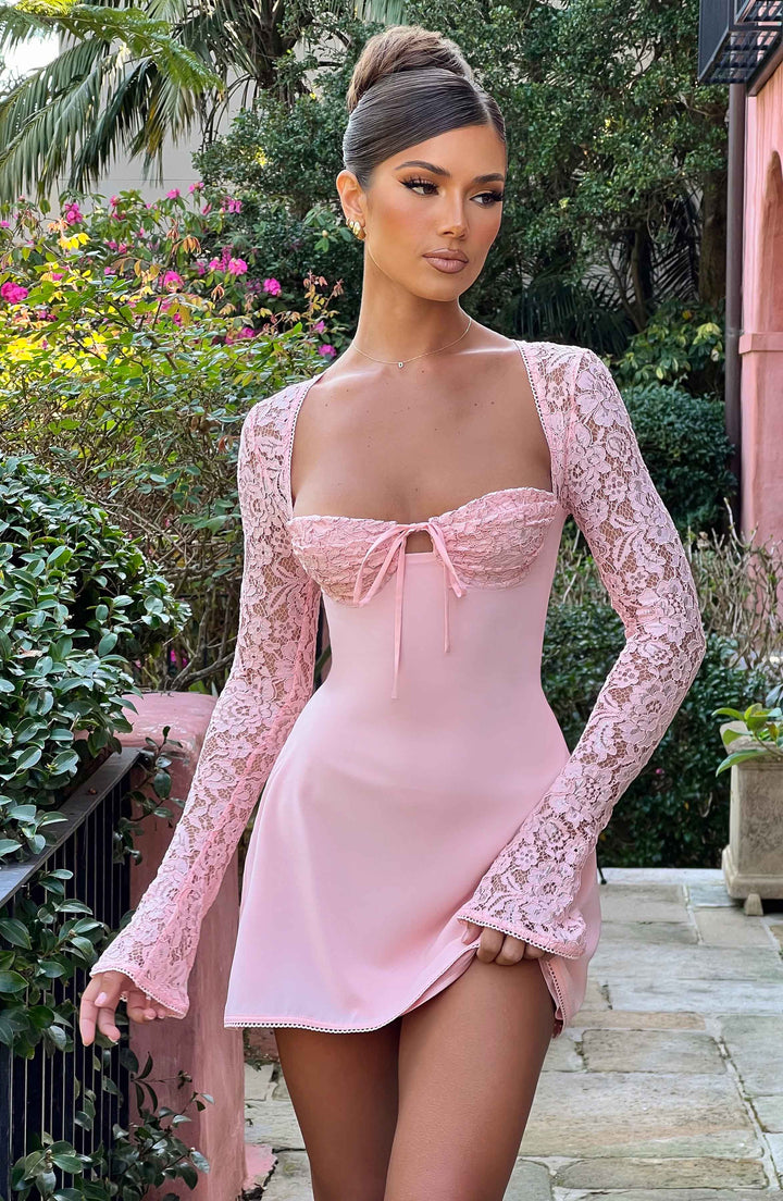 Women's Chic Short Lace Sleeve Dress