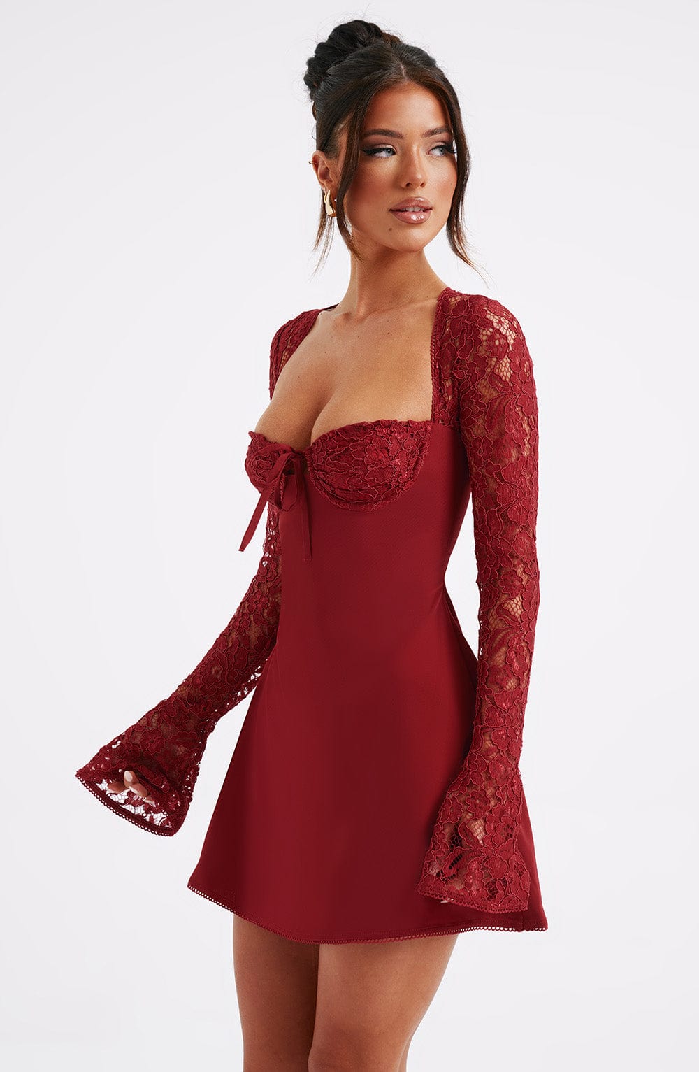 Women's Chic Short Lace Sleeve Dress