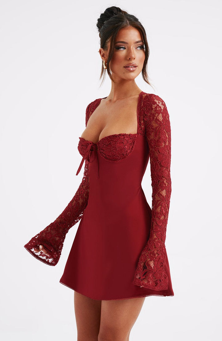 Women's Chic Short Lace Sleeve Dress