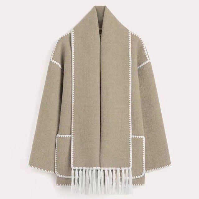 Women's Classic Longline Coat with Scarf Detail