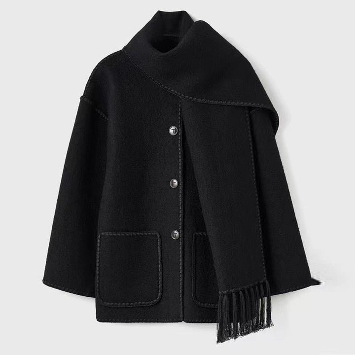 Women's Classic Longline Coat with Scarf Detail