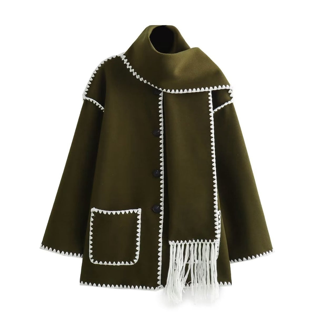 Women's Classic Longline Coat with Scarf Detail