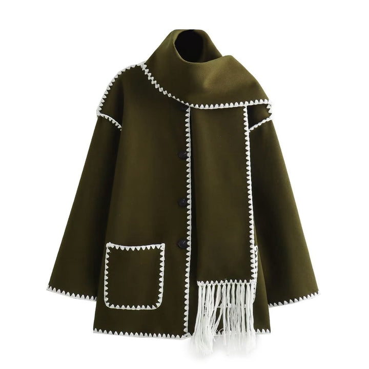 Women's Classic Longline Coat with Scarf Detail