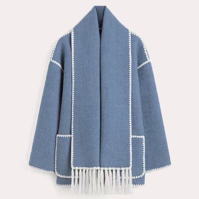 Women's Classic Longline Coat with Scarf Detail