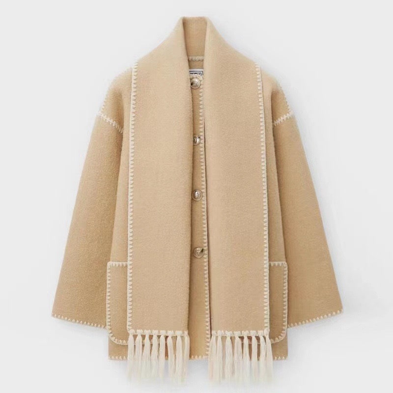 Women's Classic Longline Coat with Scarf Detail