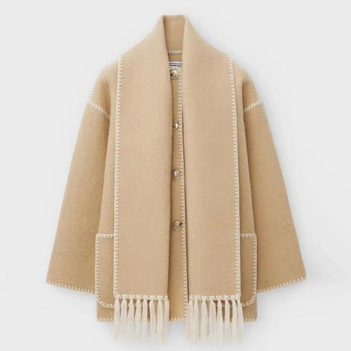 Women's Classic Longline Coat with Scarf Detail