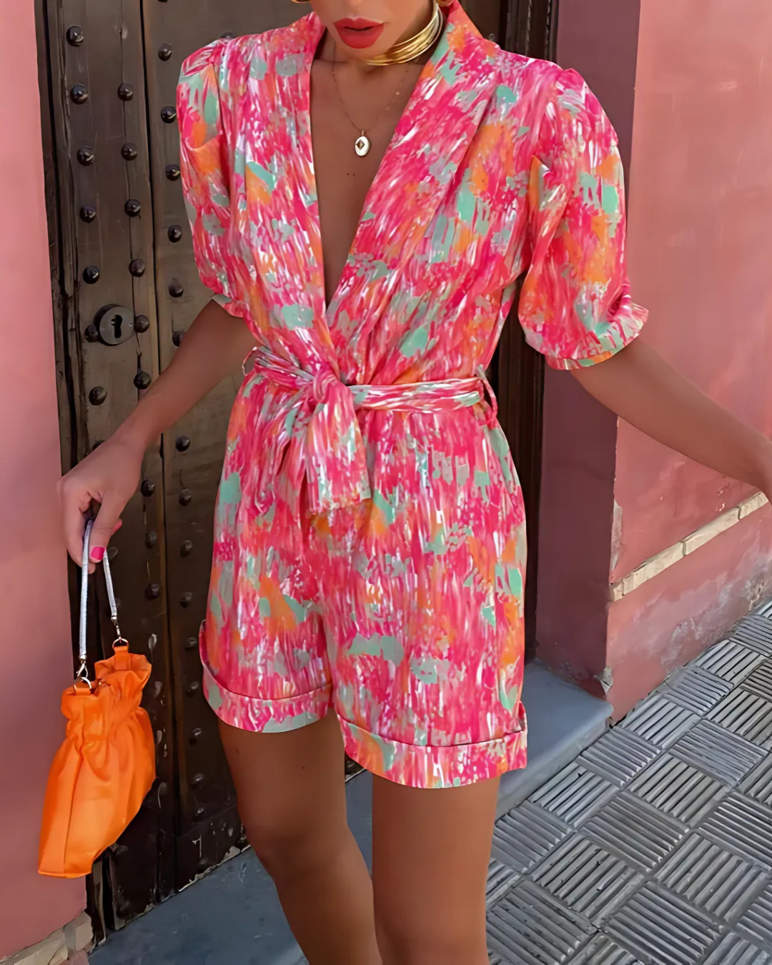 Women's Comfortable Romper With Tie Waist