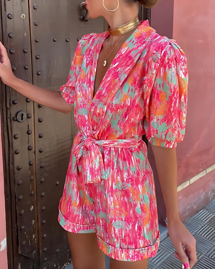 Women's Comfortable Romper With Tie Waist