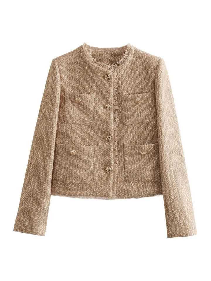 Women's Cropped Jacket with Chest Pockets