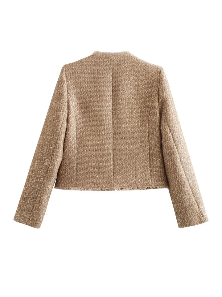 Women's Cropped Jacket with Chest Pockets