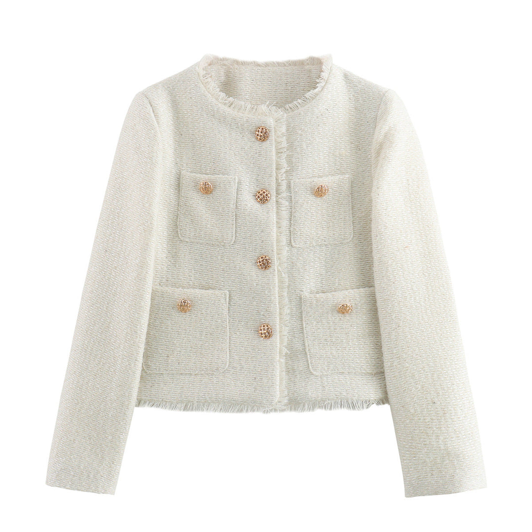Women's Cropped Jacket with Chest Pockets