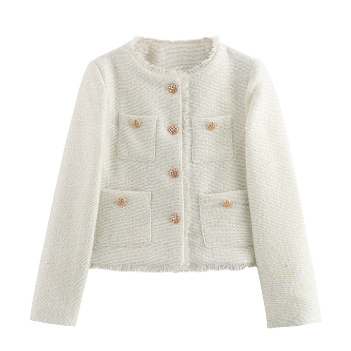 Women's Cropped Jacket with Chest Pockets