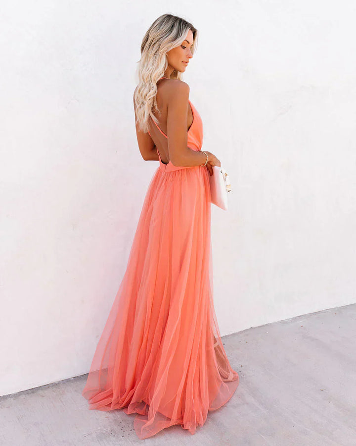 Women's Elegant Dress With Deep V-Neck