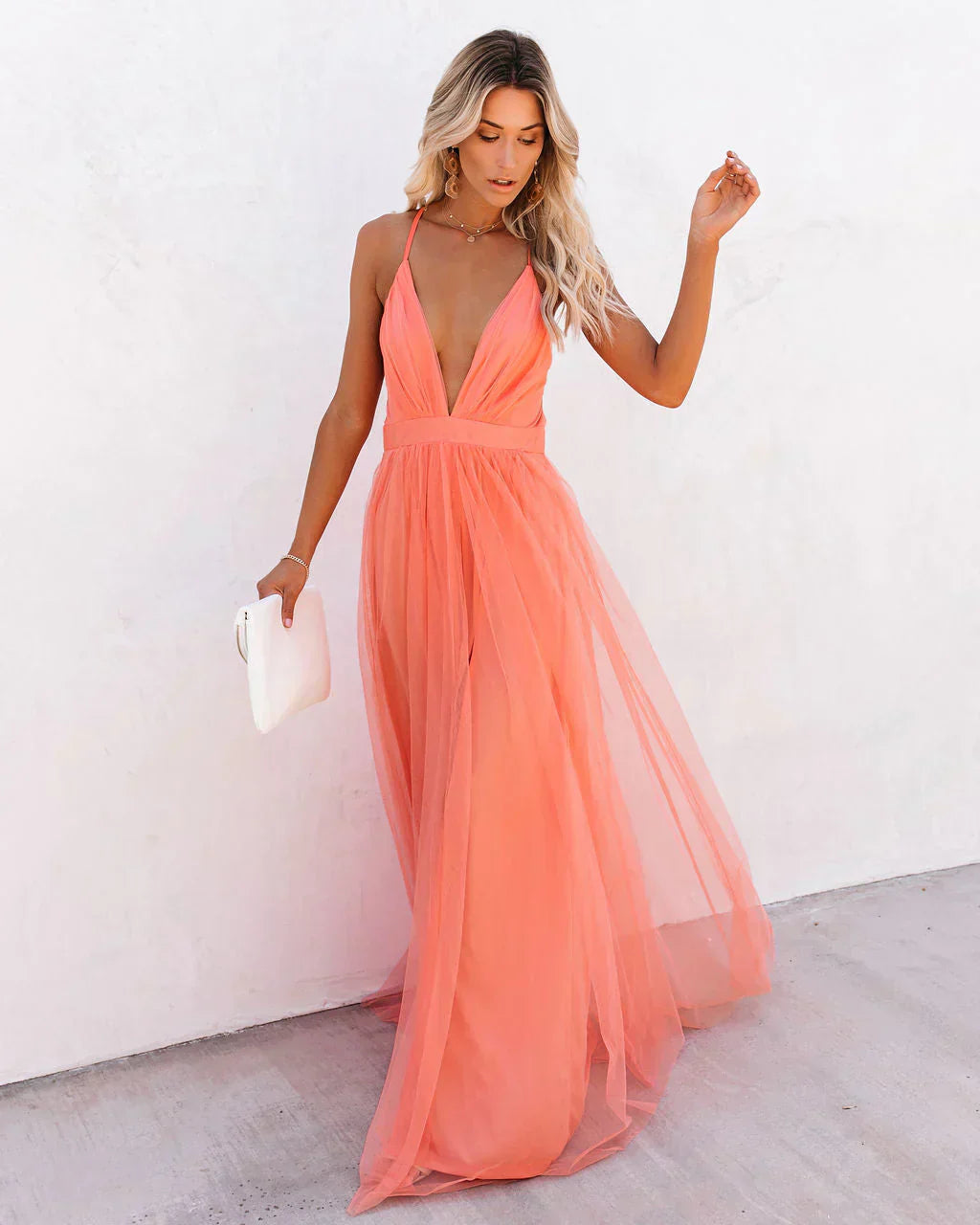 Women's Elegant Dress With Deep V-Neck