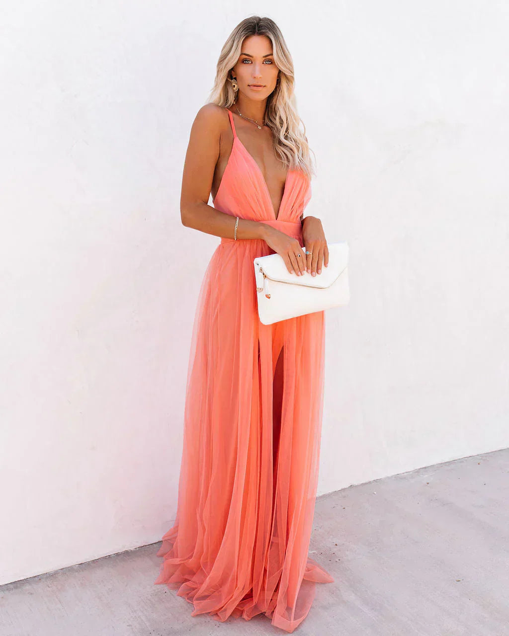 Women's Elegant Dress With Deep V-Neck