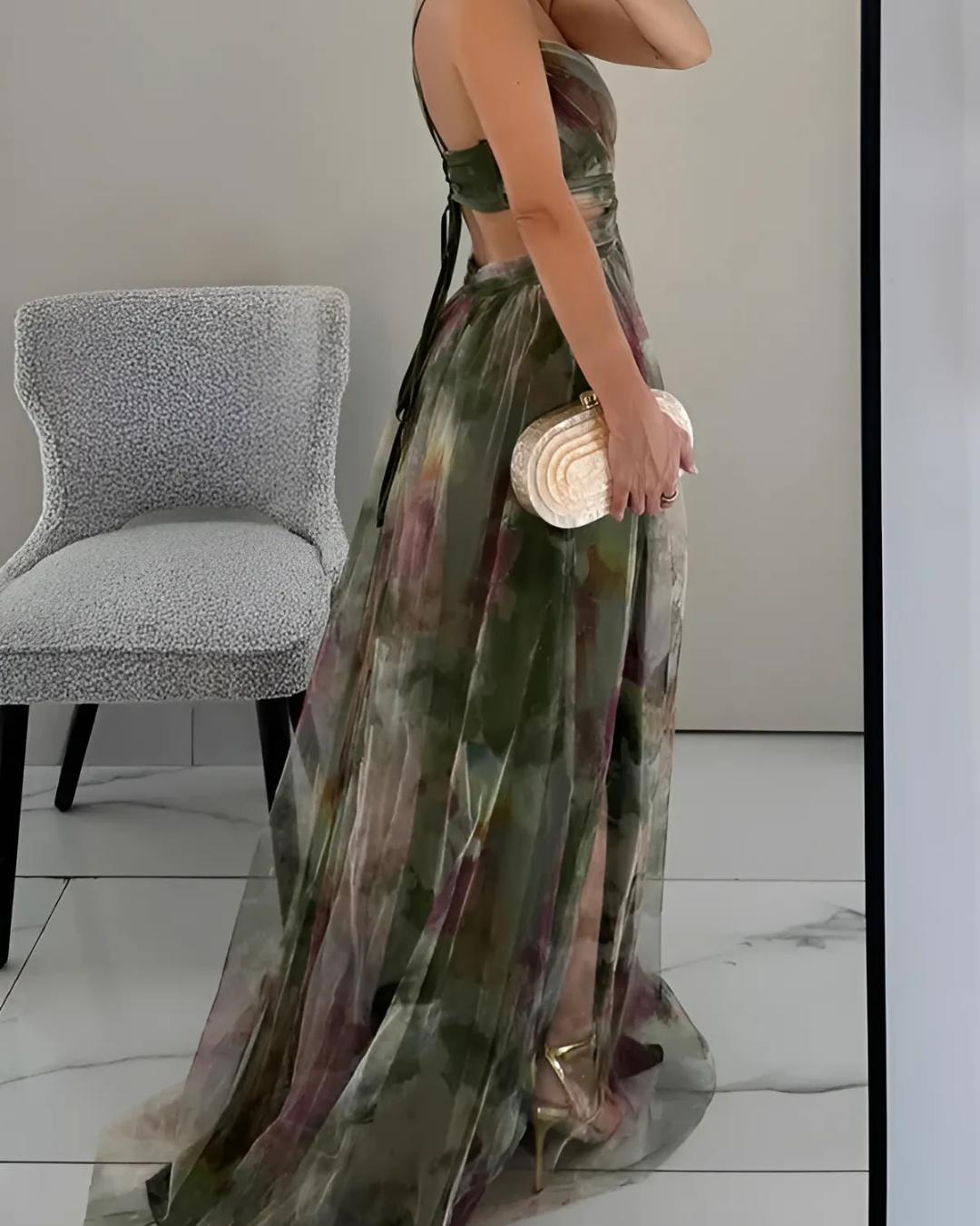 Women's Elegant Floral Maxi Dress With Spaghetti Straps