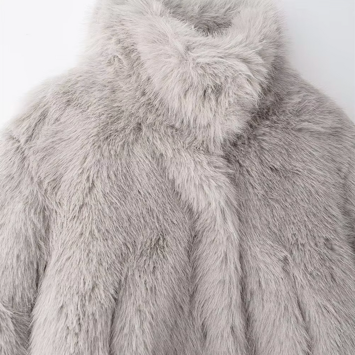 Women's Elegant Jacket with Faux Fur Turtleneck