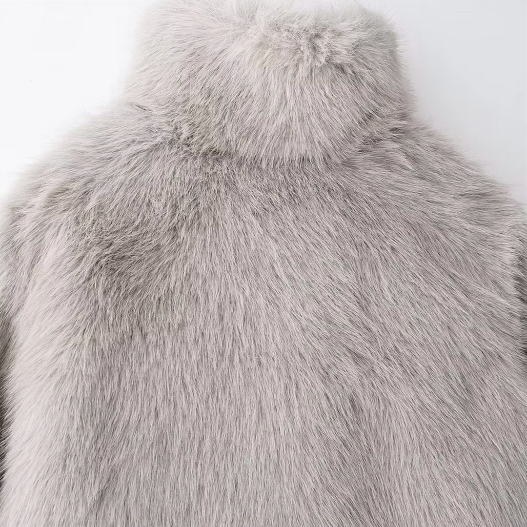 Women's Elegant Jacket with Faux Fur Turtleneck