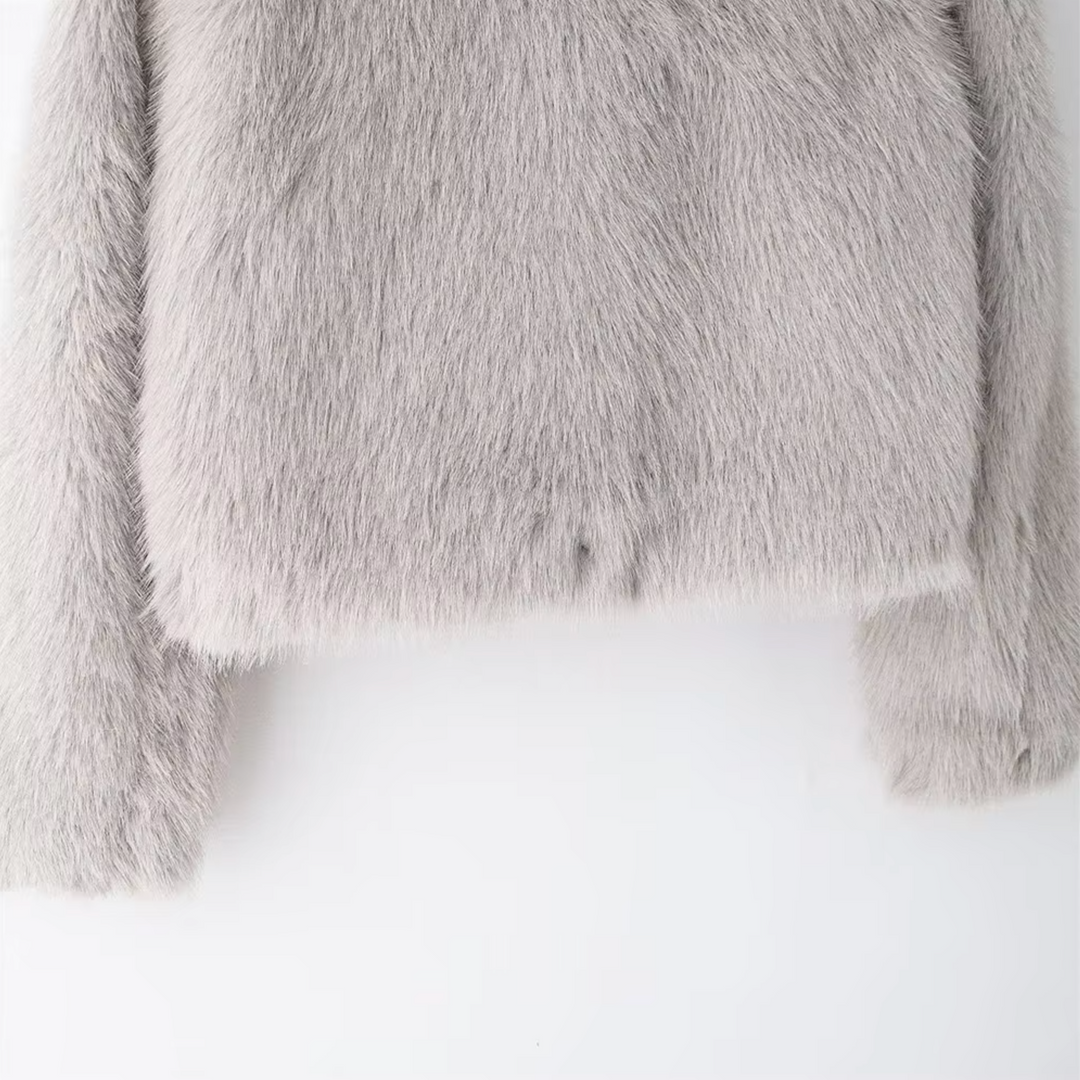 Women's Elegant Jacket with Faux Fur Turtleneck