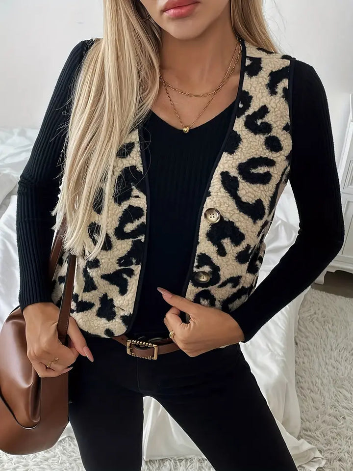 Women's Elegant Leopard Print Cardigan