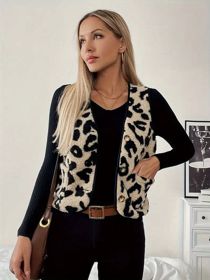 Women's Elegant Leopard Print Cardigan