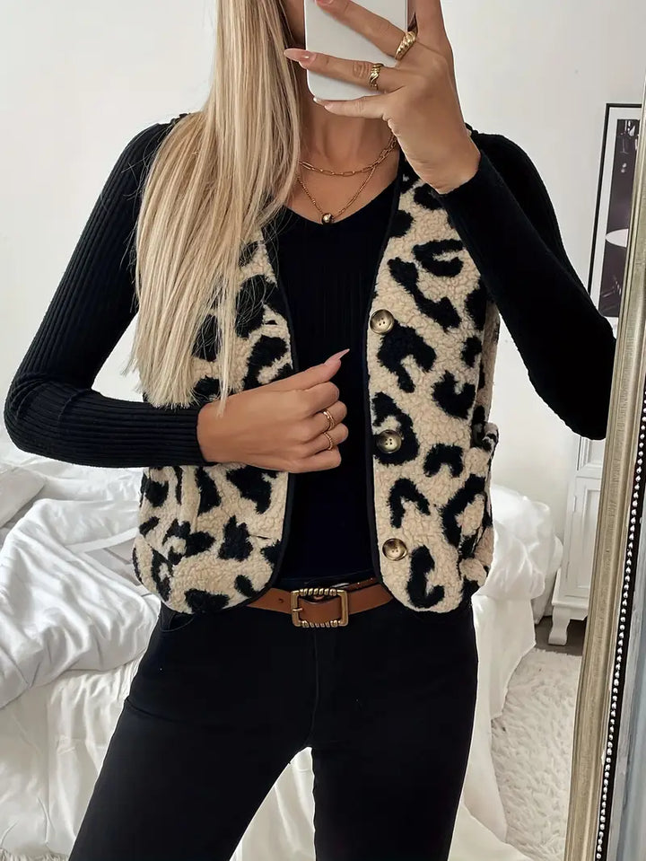 Women's Elegant Leopard Print Cardigan