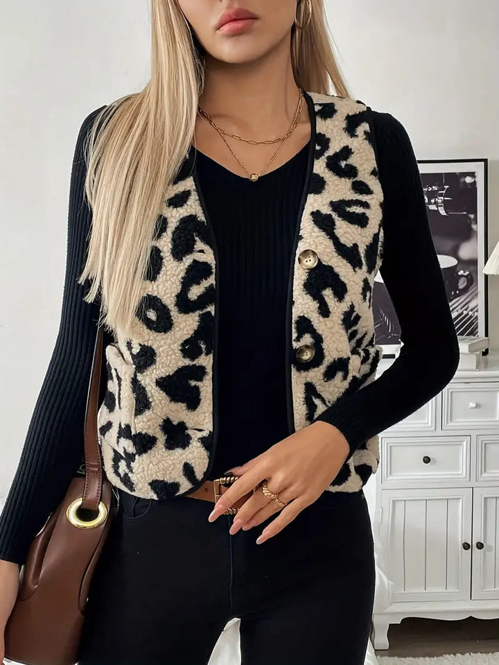 Women's Elegant Leopard Print Cardigan