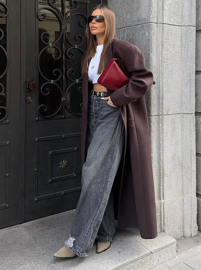 Women's Elegant Longline Trench Coat