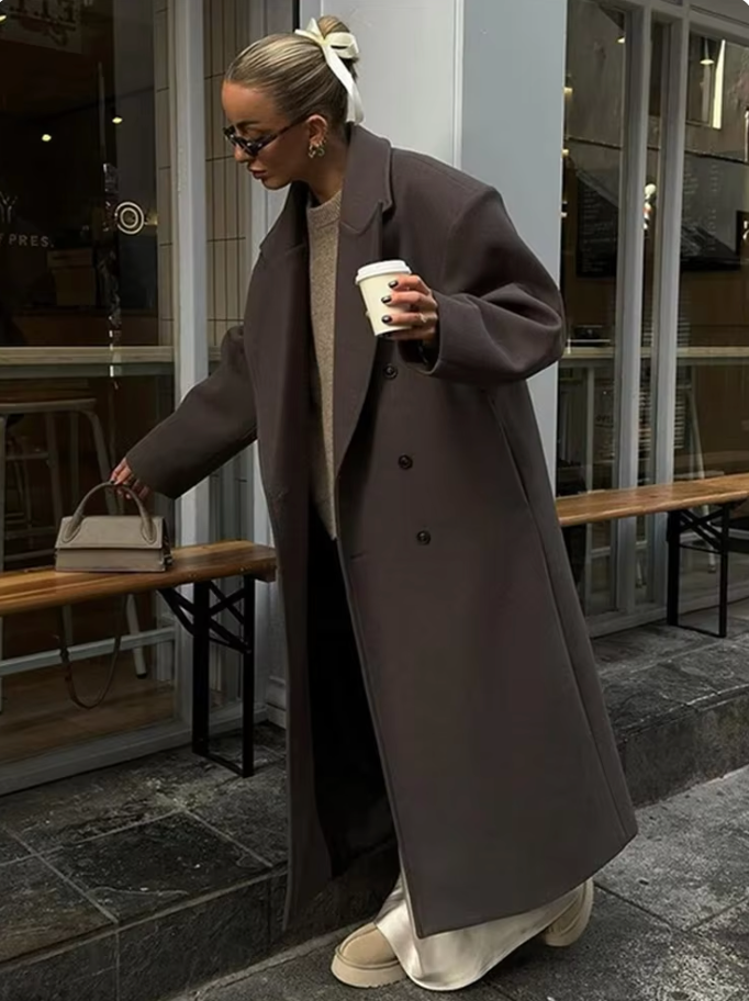 Women's Elegant Longline Trench Coat