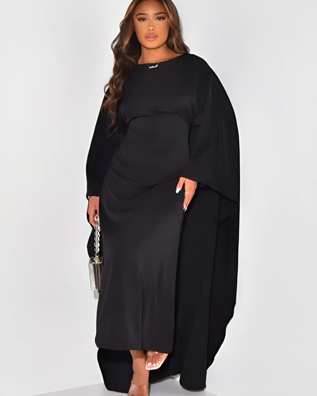 Women's Elegant Maxi Dress With Draped Sleeves
