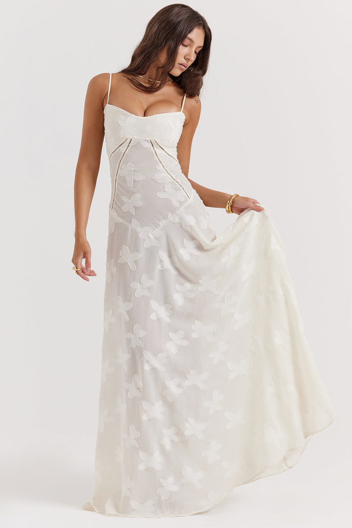 Women's Elegant Maxi Dress with Lace Trim