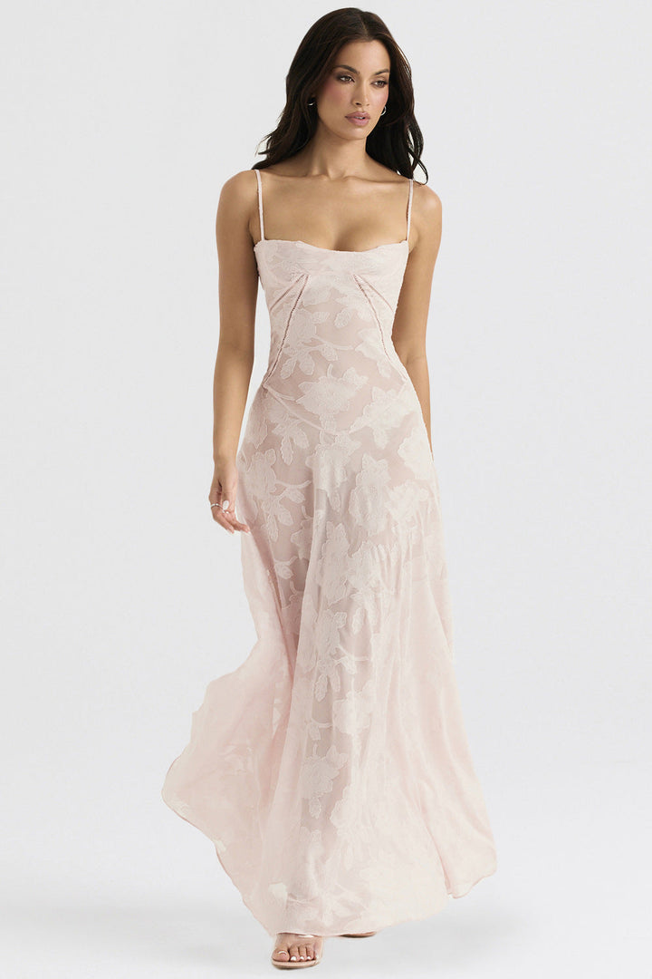 Women's Elegant Maxi Dress with Lace Trim