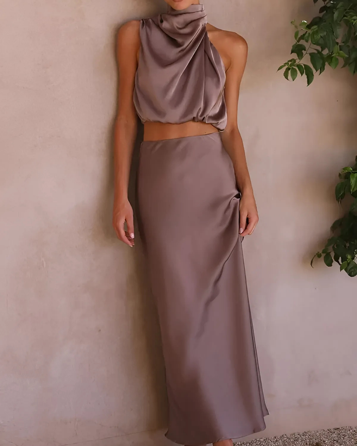 Women's Elegant Two-Piece Set With Flowing Skirt And Top
