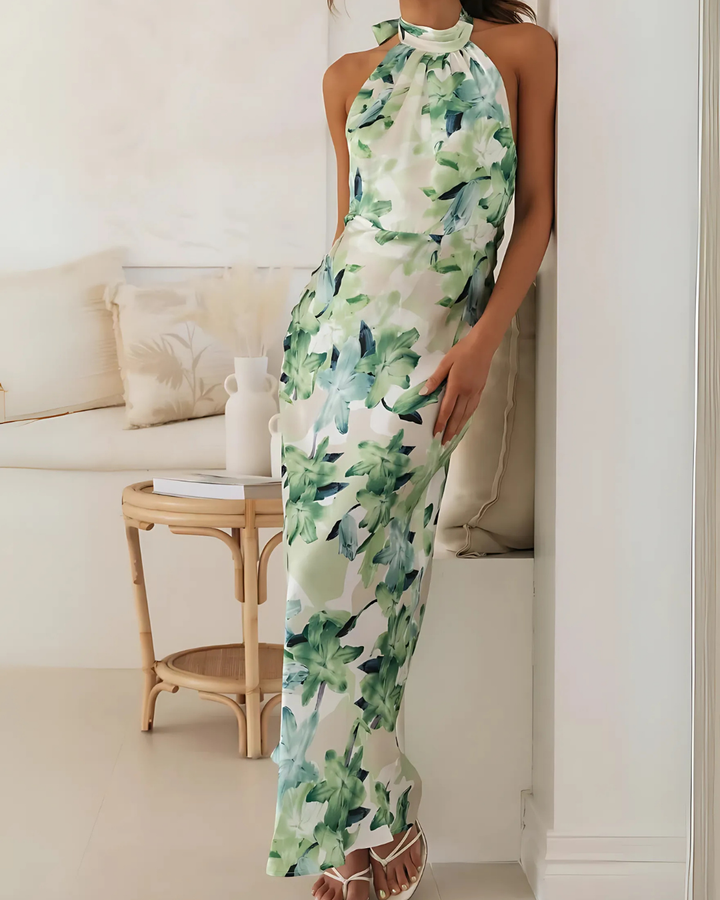 Women's Floral Halter Maxi Dress