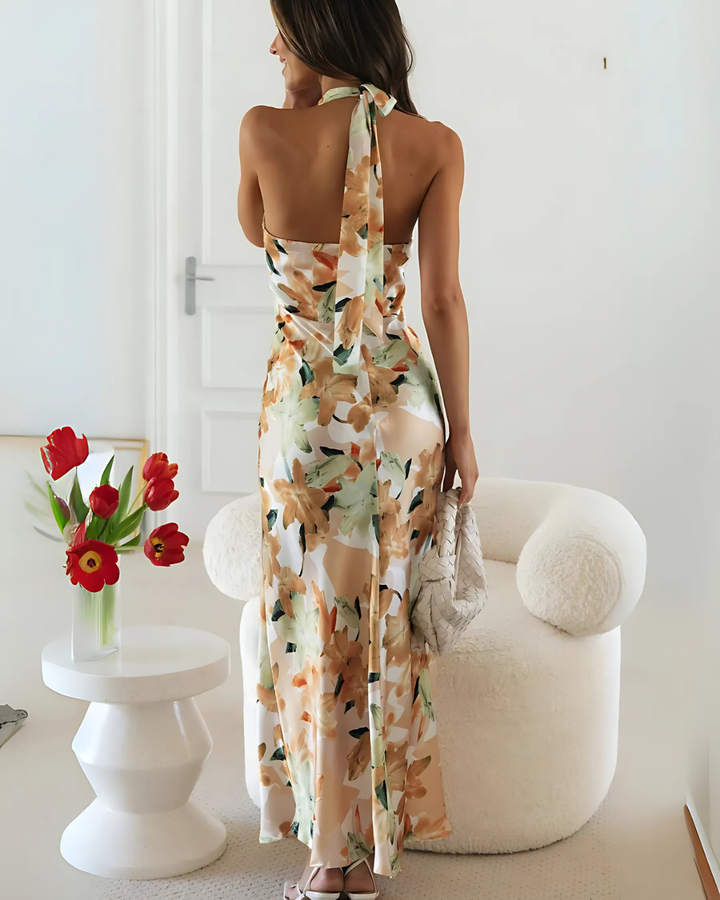 Women's Floral Halter Maxi Dress