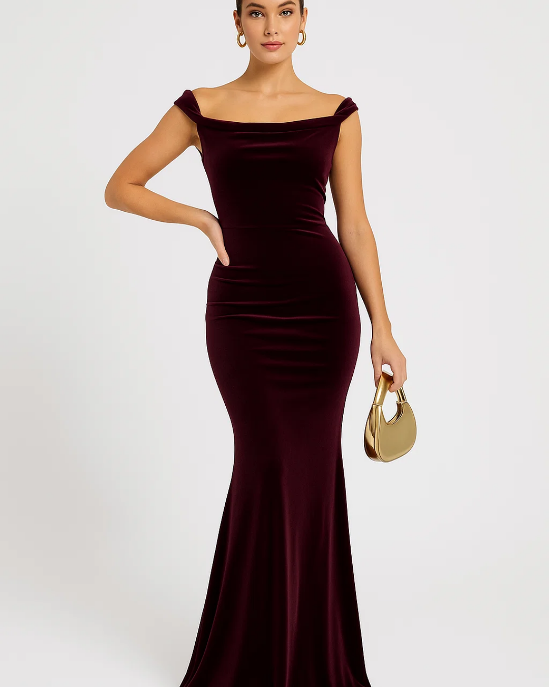Women's Formal Off Shoulder Dress With Defined Silhouette