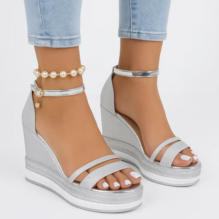 Women's Glitter Finish Wedge Sandals