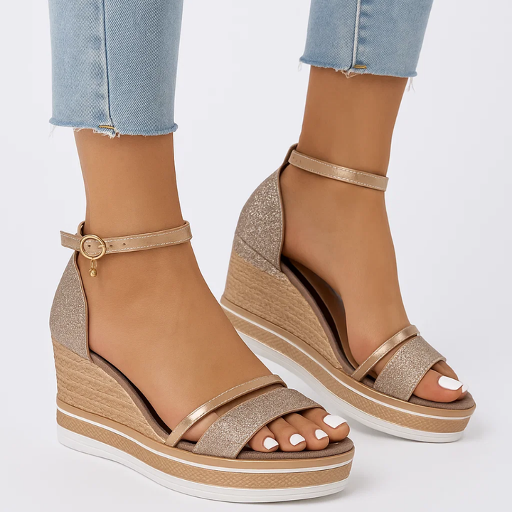 Women's Glitter Finish Wedge Sandals