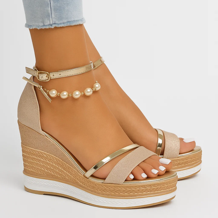 Women's Glitter Finish Wedge Sandals
