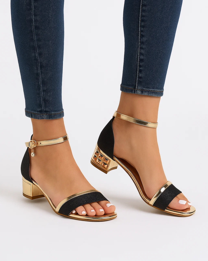 Women's Glitter Heel Strap Sandals