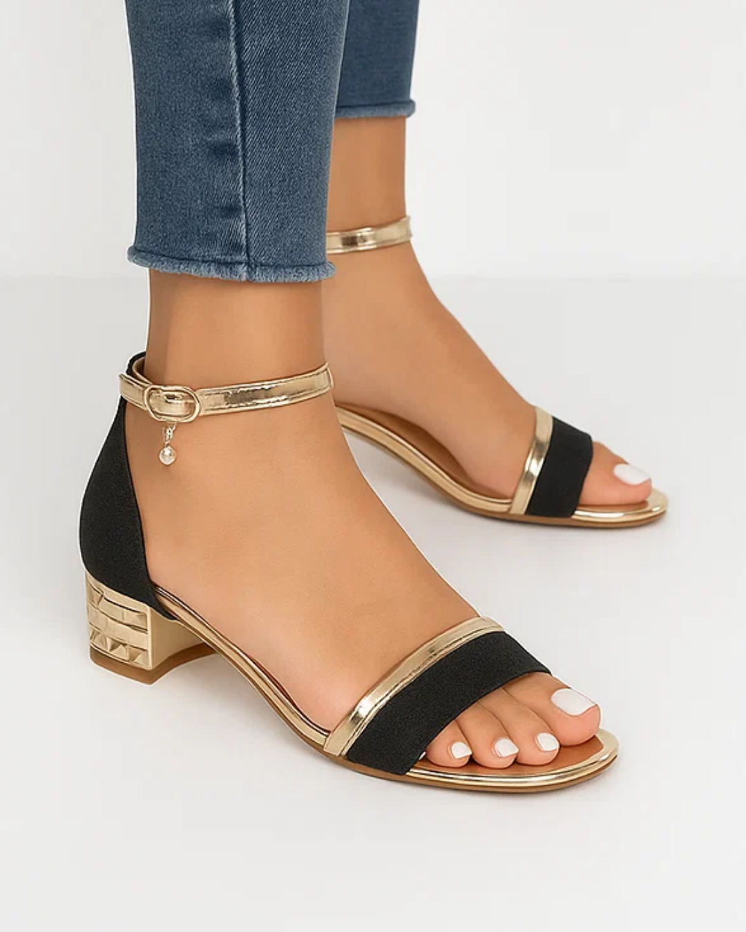 Women's Glitter Heel Strap Sandals