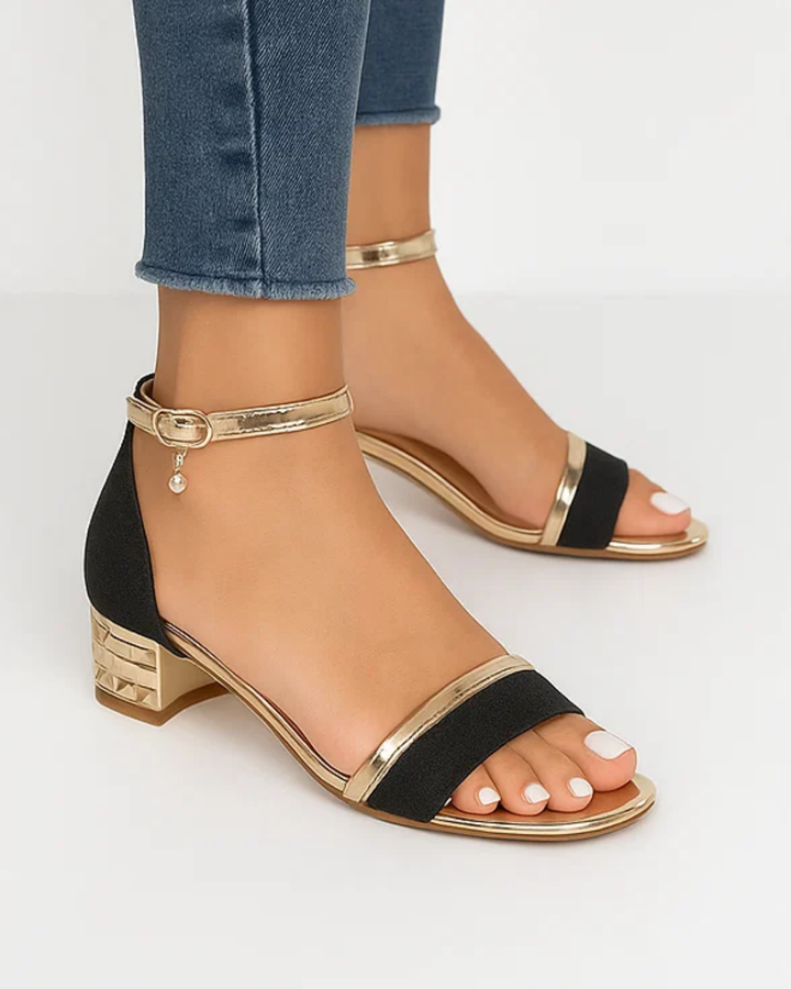 Women's Glitter Heel Strap Sandals