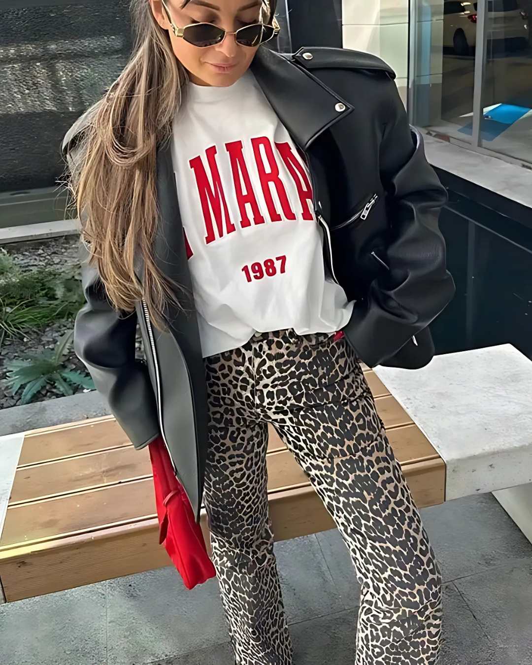 Women's Leopard-Print Jeans Trousers