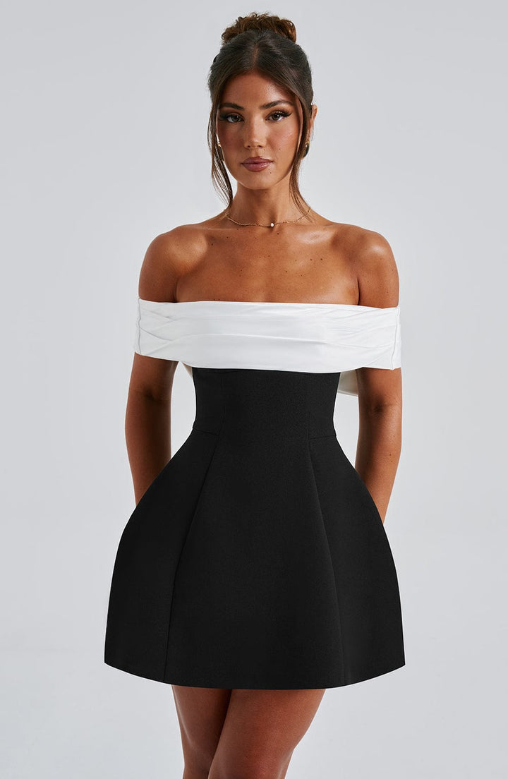 Women's Off-Shoulder Contrast Short Dress