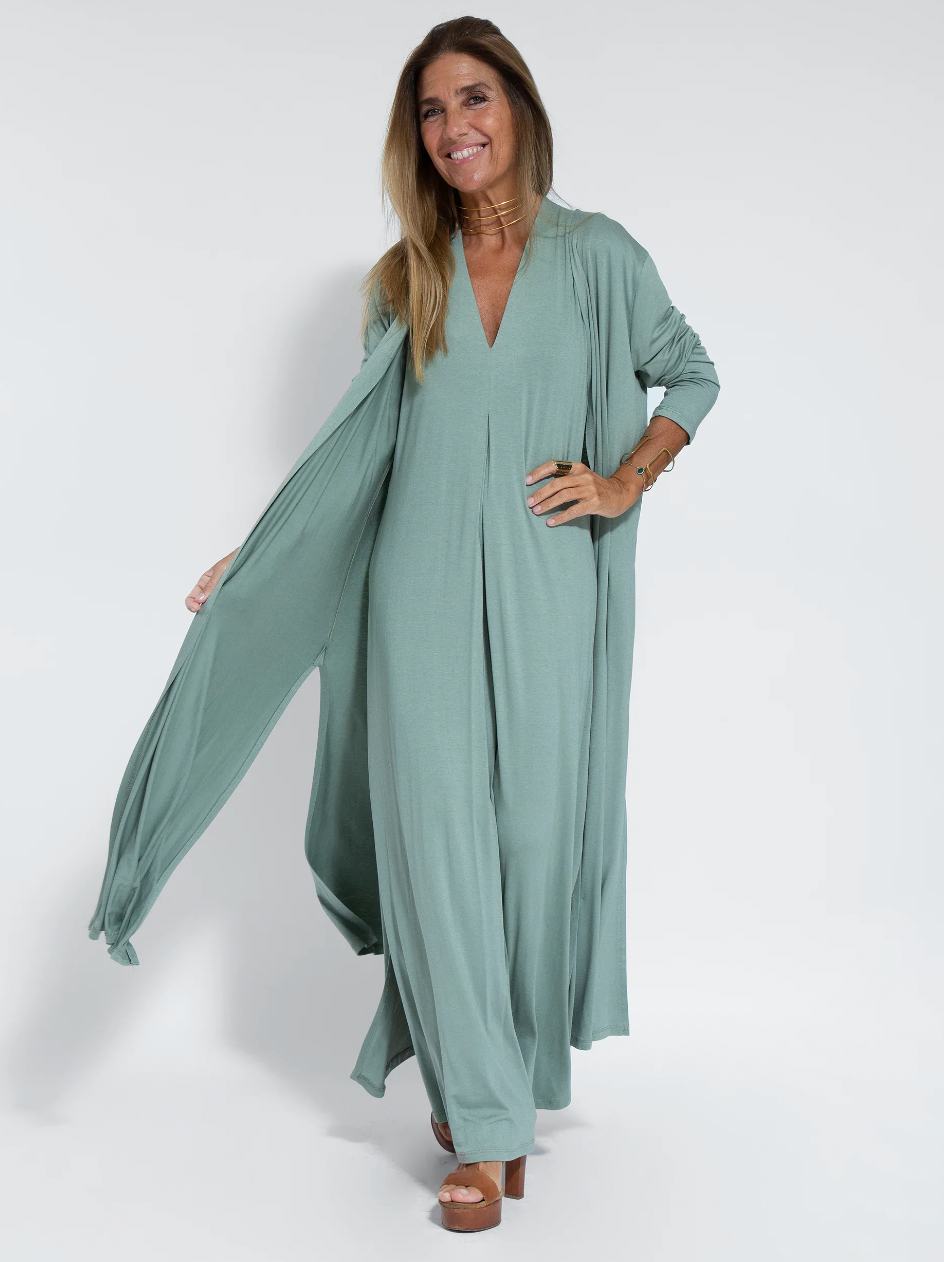 Women's Slimming Maxi Dress And Cardigan Set
