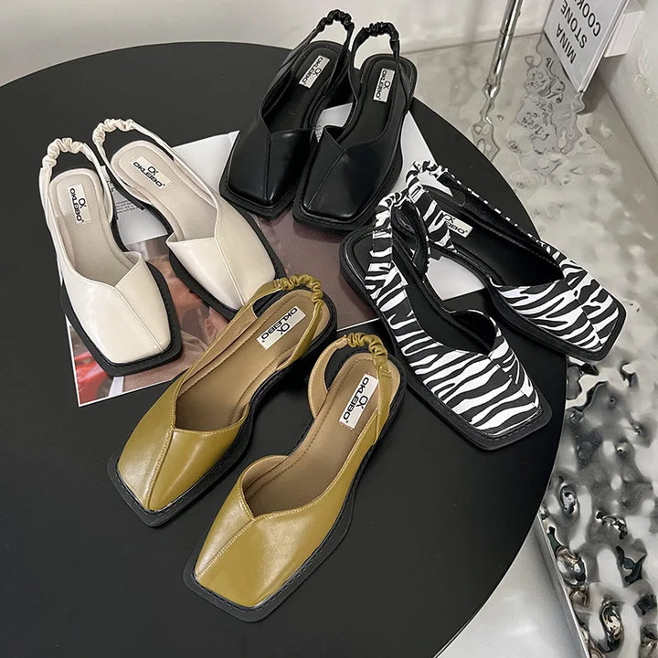 Women's Slingback Sandals with Square Toe