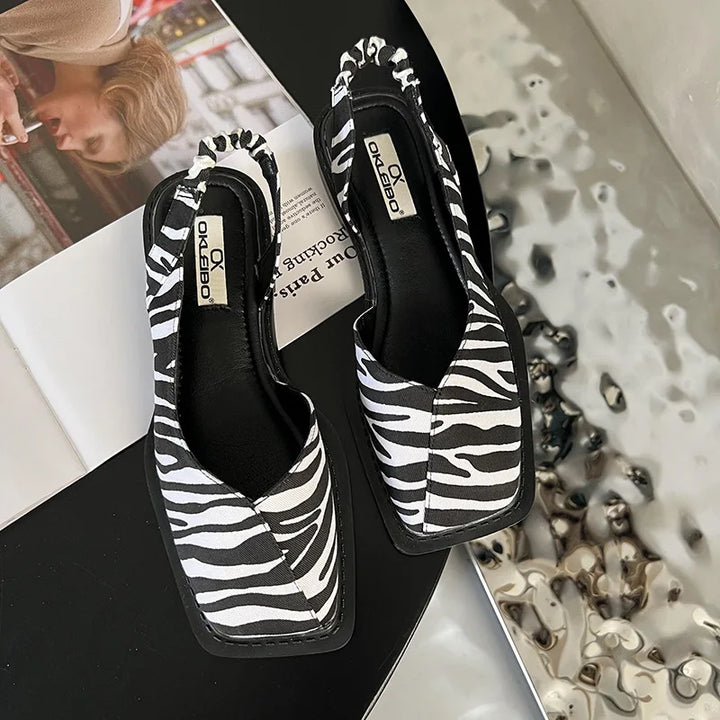 Women's Slingback Sandals with Square Toe