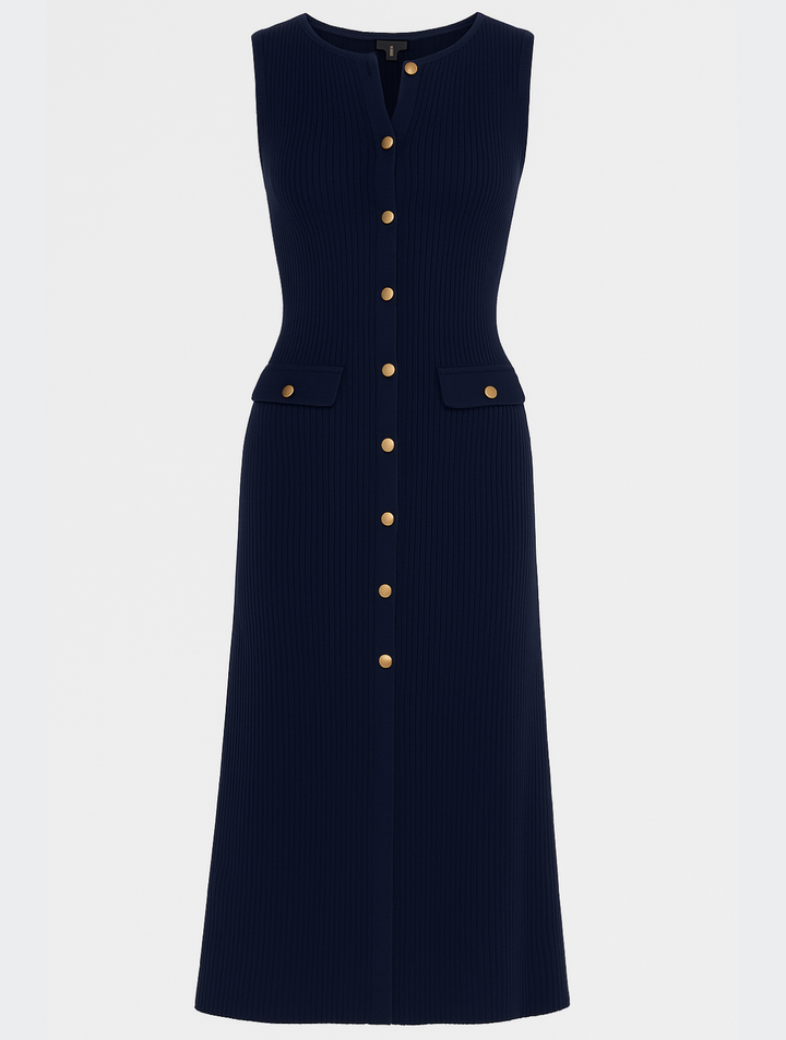 Women's Stylish Buttoned Midi Dress
